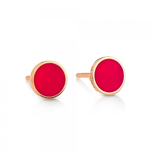 18 carat rose gold studs and red coral<br>by Ginette NY