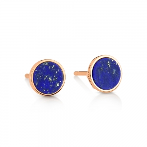 18 carat rose gold studs and lapis<br>by Ginette NY