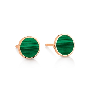 18 karat rose gold studs and malachite<br>by Ginette NY