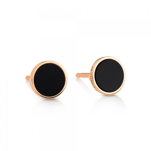 18 carat rose gold studs and black onyx<br>by Ginette NY