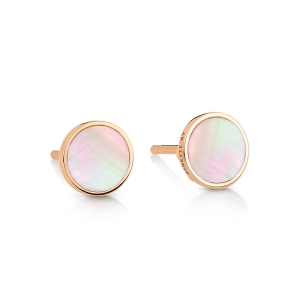 18 carat rose gold studs and pink MOP<br>by Ginette NY