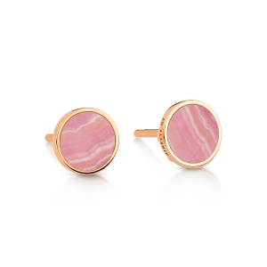 18 carat rose gold studs and rhodochrosite<br>by Ginette NY