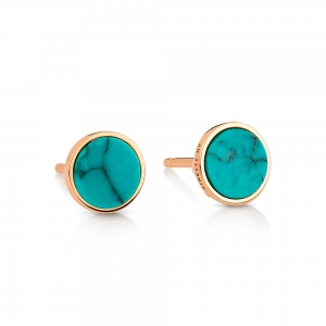 18 carat rose gold studs and turquoise<br>by Ginette NY