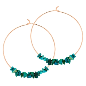 18 carat rose gold hoops and chrysocolle<br>by Ginette NY