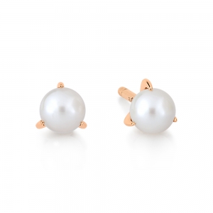 18 carat rose gold studs and pearls <br>by Ginette NY