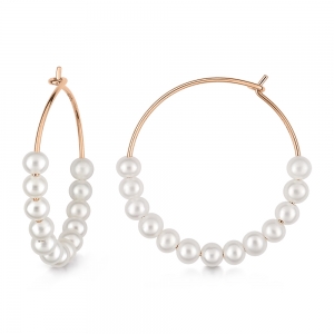 18 carat rose gold hoops and pearls <br>by Ginette NY