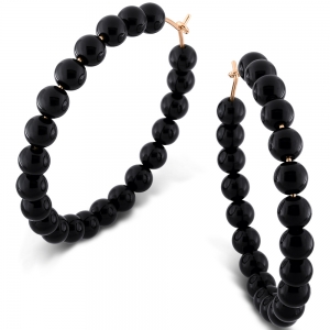 18 carat rose gold hoops and black onyx <br>by Ginette NY