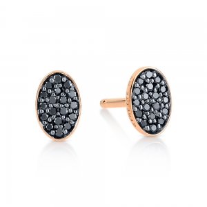 18 carat rose gold earrings and black diamonds<br>by Ginette NY