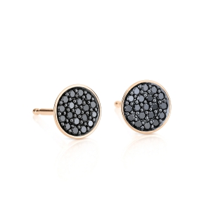 18 carat rose gold and black diamonds studs<br>by Ginette NY