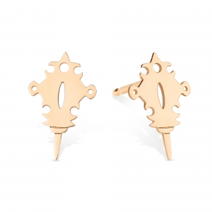 18 karat rose gold tanger studs<br>by Ginette NY