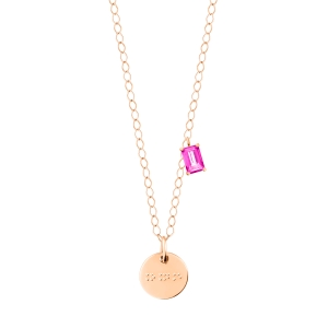 18 karat rose gold necklace and pink topaz<br>by Ginette NY