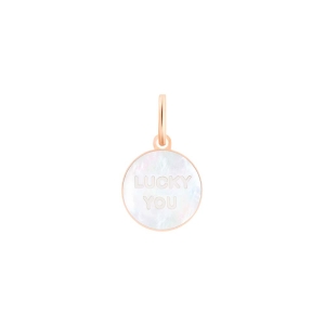 charm mini lucky you or rose 18 carats et nacre blanche<br>by Ginette NY