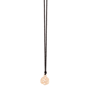 18 karat rose gold necklace on black silk cord<br>by Ginette NY