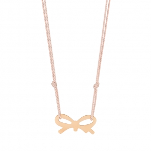 collier or rose 18 carats sur cordon de soie rose 
  by Ginette NY
