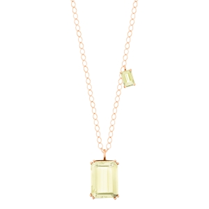 18 karat rose gold necklace and lemon quartz<br>by Ginette NY