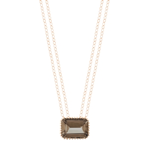 18 karat rose gold necklace and smoky quartz<br>by Ginette NY