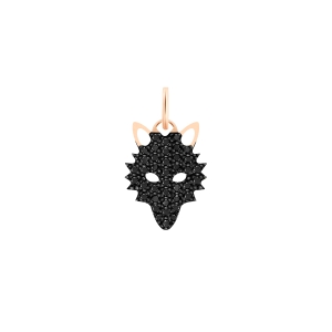 charm wolf or rose 18 carats et diamants noirs<br>by Ginette NY