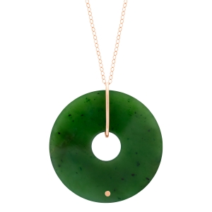 18 karat rose gold necklace and jade<br>by Ginette NY