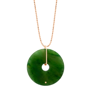 18 karat rose gold necklace and jade<br>by Ginette NY