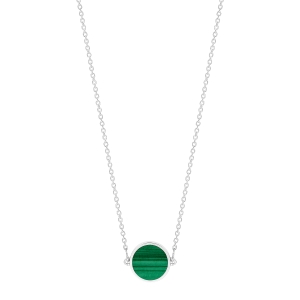 mini ever malachite white gold disc necklace