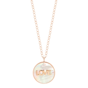 18 karat rose gold necklace and white mother of pearl<br>by Ginette NY