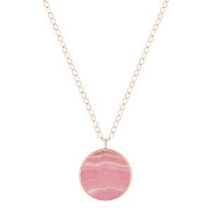 collier or rose 18 carats et rhodochrosite<br>by Ginette NY