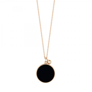 collier or rose 18 carats avec onyx <br>by Ginette NY