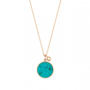 collier or rose 18 carats et turquoise  by Ginette NY