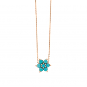 collier or rose 18 carats avec turquoises  by Ginette NY