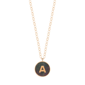 18 karat rose gold necklace and black MOP<br>by Ginette NY