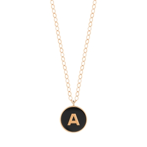 18 karat rose gold necklace and onyx<br>by Ginette NY