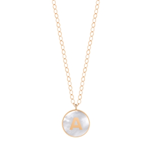 18 karat rose gold necklace and white MOP<br>by Ginette NY