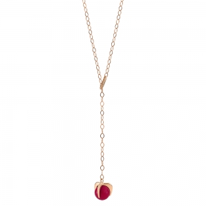 collier or rose 18 carats et corail rouge<br>by Ginette NY