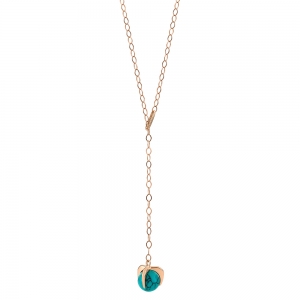 collier or rose 18 carats et turquoise<br>by Ginette NY