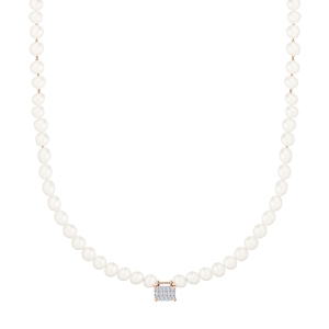 mini midnight pearl & diamond necklace