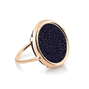 18 carat rose gold ring and blue sand stone<br>by Ginette NY