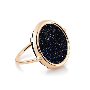 bague or rose 18 carats et blue sand stone<br>by Ginette NY