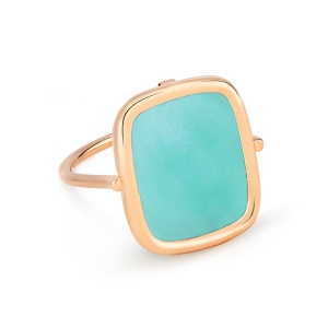 bague or rose 18 carats et amazonite<br>by Ginette NY