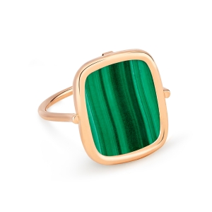 bague or rose 18 carats et malachite<br>by Ginette NY