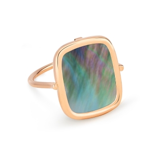 18 Karat rose gold ring and black mother-of-pearl<br>by Ginette NY