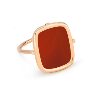 bague or rose 18 carats et agate rouge<br>by Ginette NY