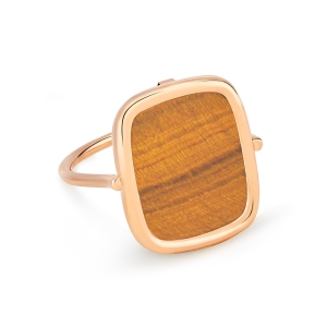 18 Karat rose gold ring and tiger eye<br>by Ginette NY