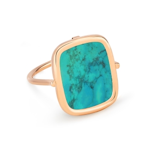 bague or rose 18 carats et turquoise<br>by Ginette NY
