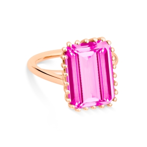 18 karat rose gold ring and pink topaz<br>by Ginette NY