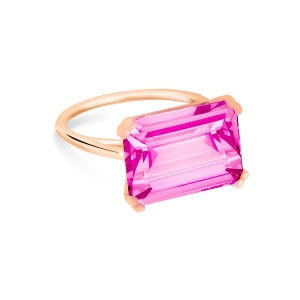 18 karat rose gold ring and pink topaz<br>by Ginette NY