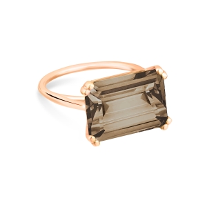 18 karat rose gold ring and smoky quartz<br>by Ginette NY