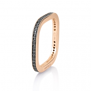 bague or rose 18 carats et diamants noirs<br>by Ginette NY