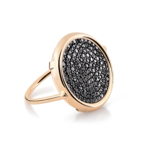 18 carat rose gold ring  with black diamonds<br>by Ginette NY