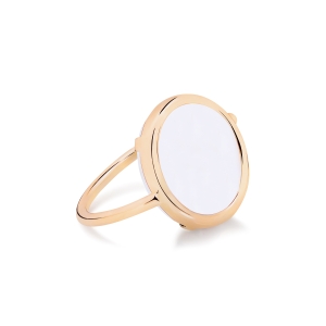 bague or rose 18 carats et agate blanche<br>by Ginette NY