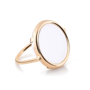 bague or rose 18 carats et agate blanche<br>by Ginette NY